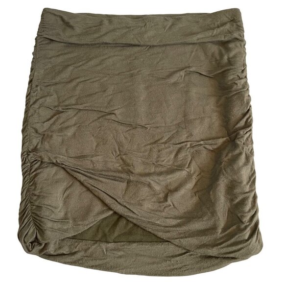 Free People Army Green High Waist Ruched Lined Mini Skirt Womens Small - Picture 1 of 6
